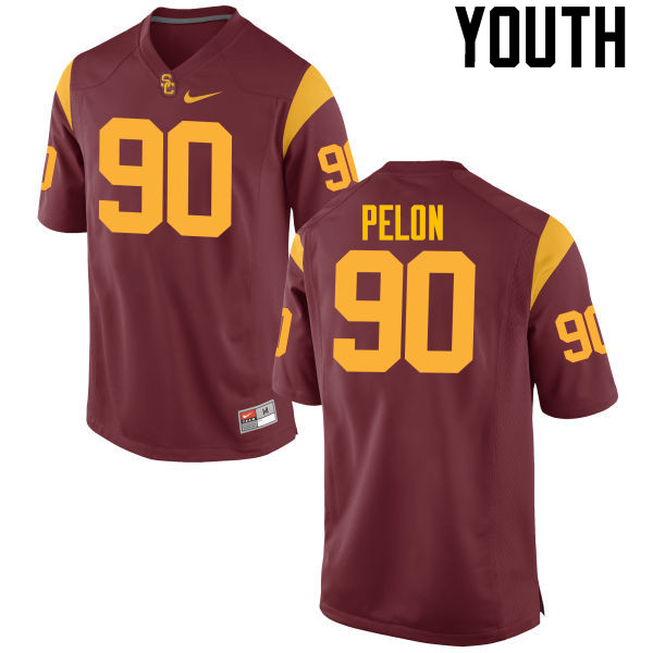 Youth #90 Claude Pelon USC Trojans College Football Jerseys-Red